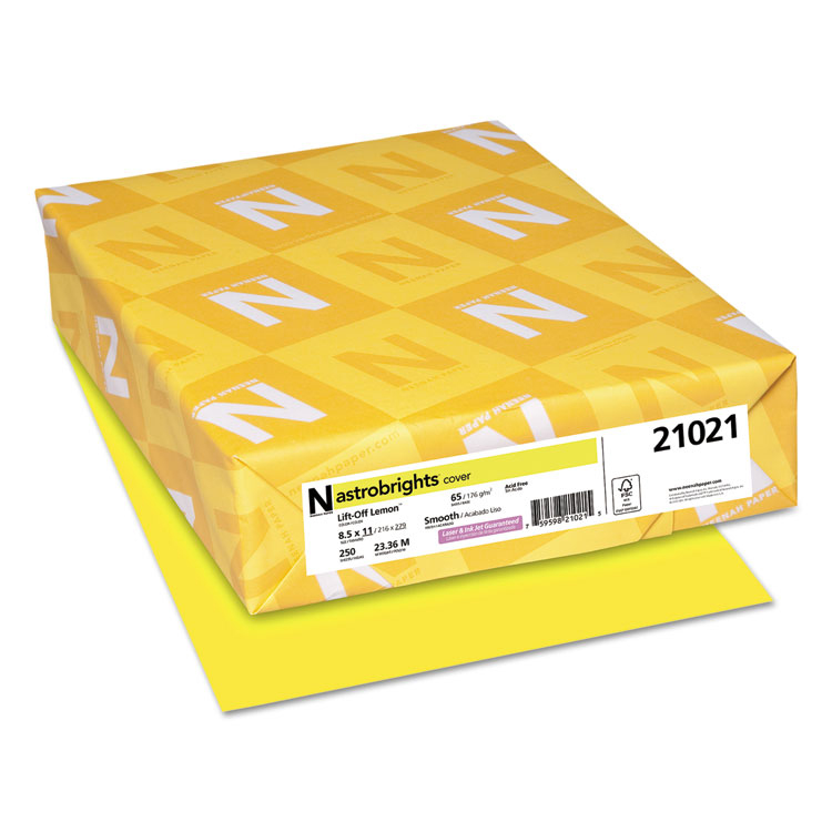 Neenah® Astrobrights Paper Lift-Off Lemon 65 lb. Smooth Cover 8.5x11 in. 250 Sheets